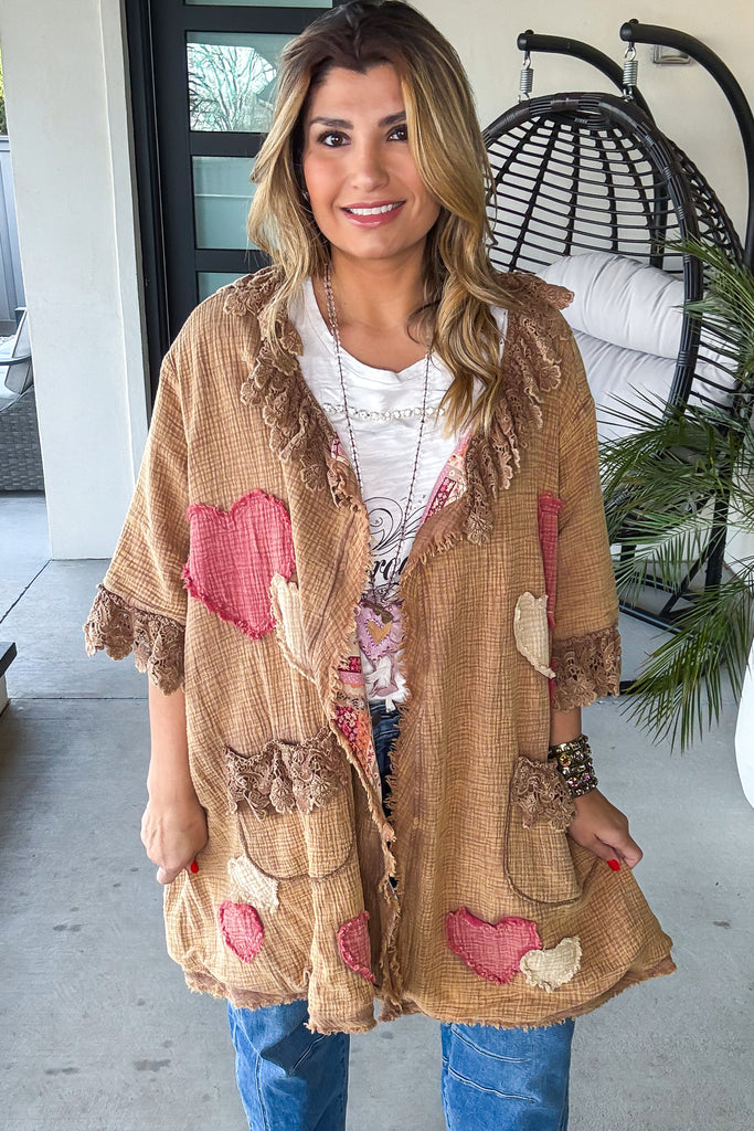 PRE ORDER: Assortments Of Love Oversized Reversible Cardigan - 100% Cotton - Mushroom