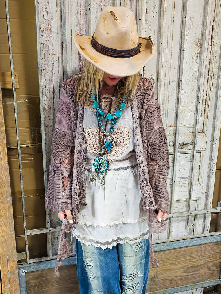 PRE ORDER: Desert Lace Dream Cardigan - Brown