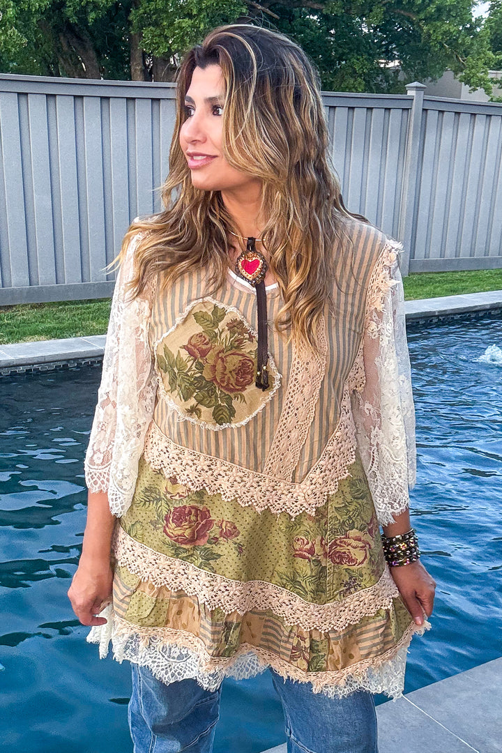 Sheer Enchantment Lace Top - Beige (This is for the beige lace top under)