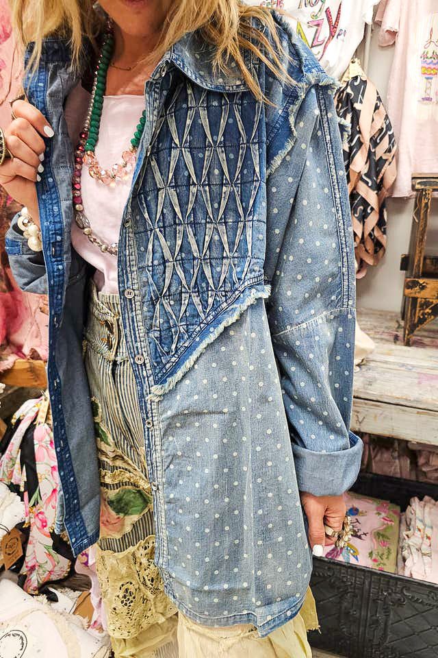 Starlight Patchwork Denim Shirt - 100% Cotton
