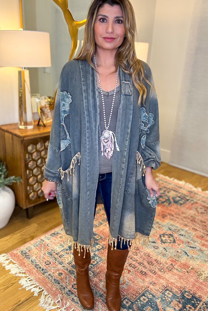 Vintage Classic Oversized Cardigan - Denim