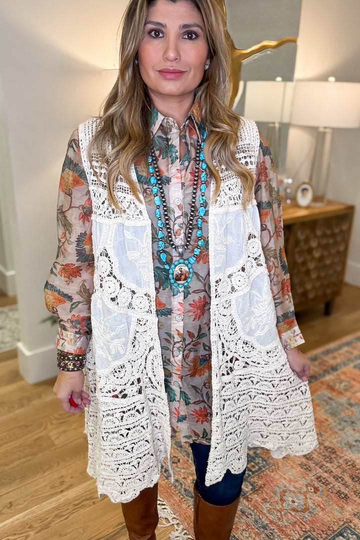 Well Polished Crochet Vest  - Natural
