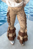 Velvet Butterfly Ruffled Leggings - Brown