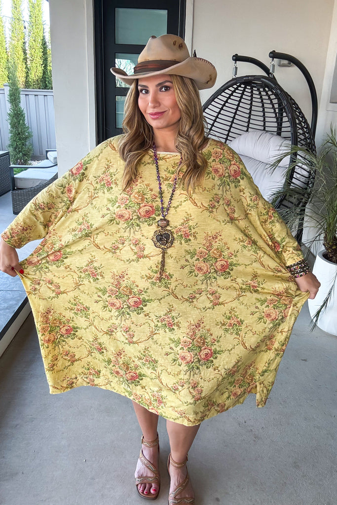 Vintage Garden Oversized Tunic Dress - 100% Cotton