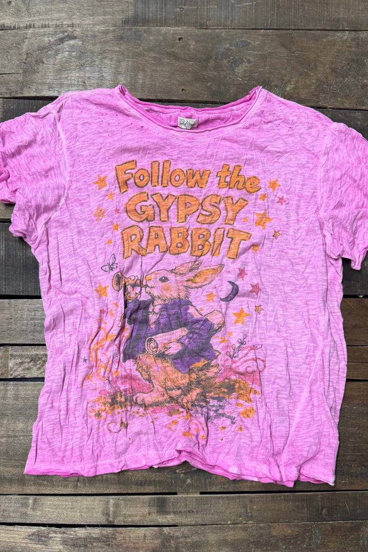 House of Jaded Gypsy - Worn and Weathered Tee - Gypsy Rabbit - 100% Cotton