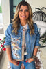 One of a Kind - Rhinestone Bloom Denim Jacket - Denim