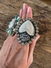 Sacred Heart Bone Statement Ring - silver plated
