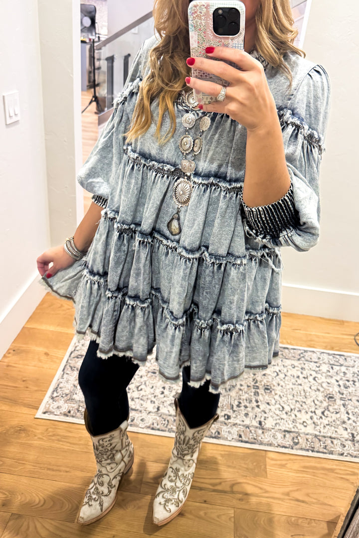 PRE ORDER: Stone Washed And Ready Tunic/Dress - Denim Dress