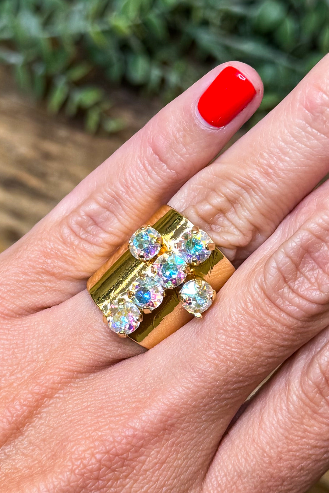 WAFA Crystal Cross Ring