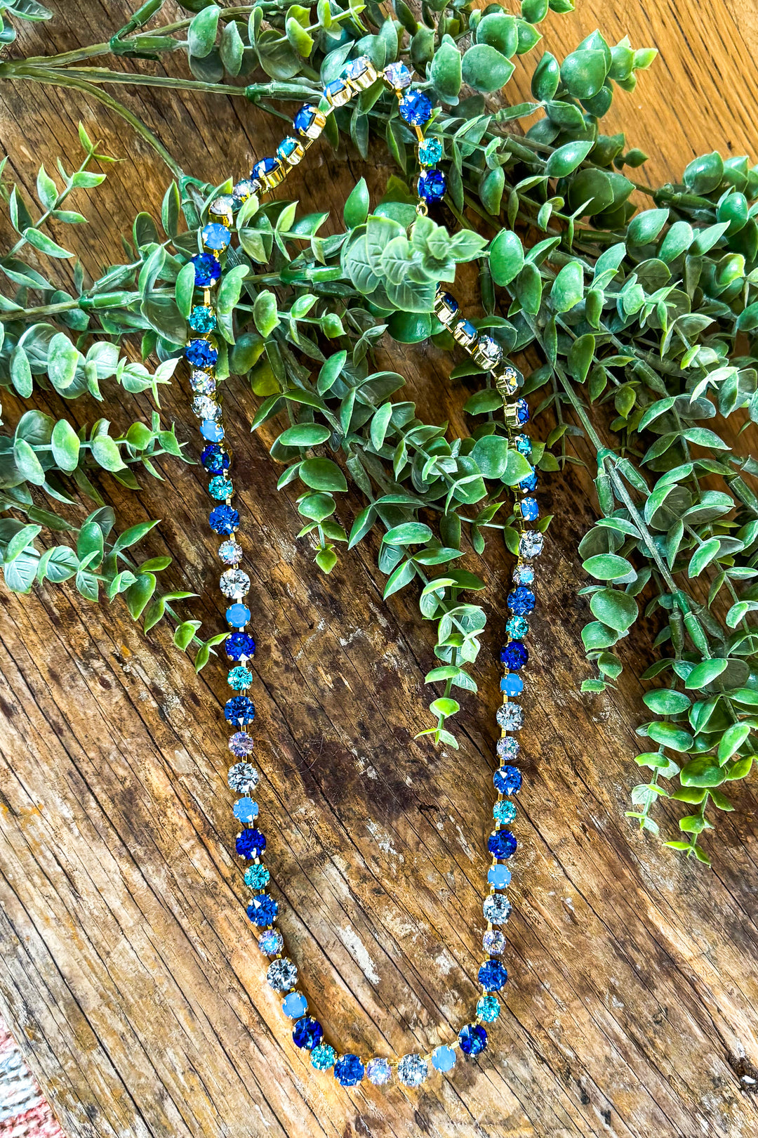 WAFA Crystal Necklace - Long 30" - Blue Mix