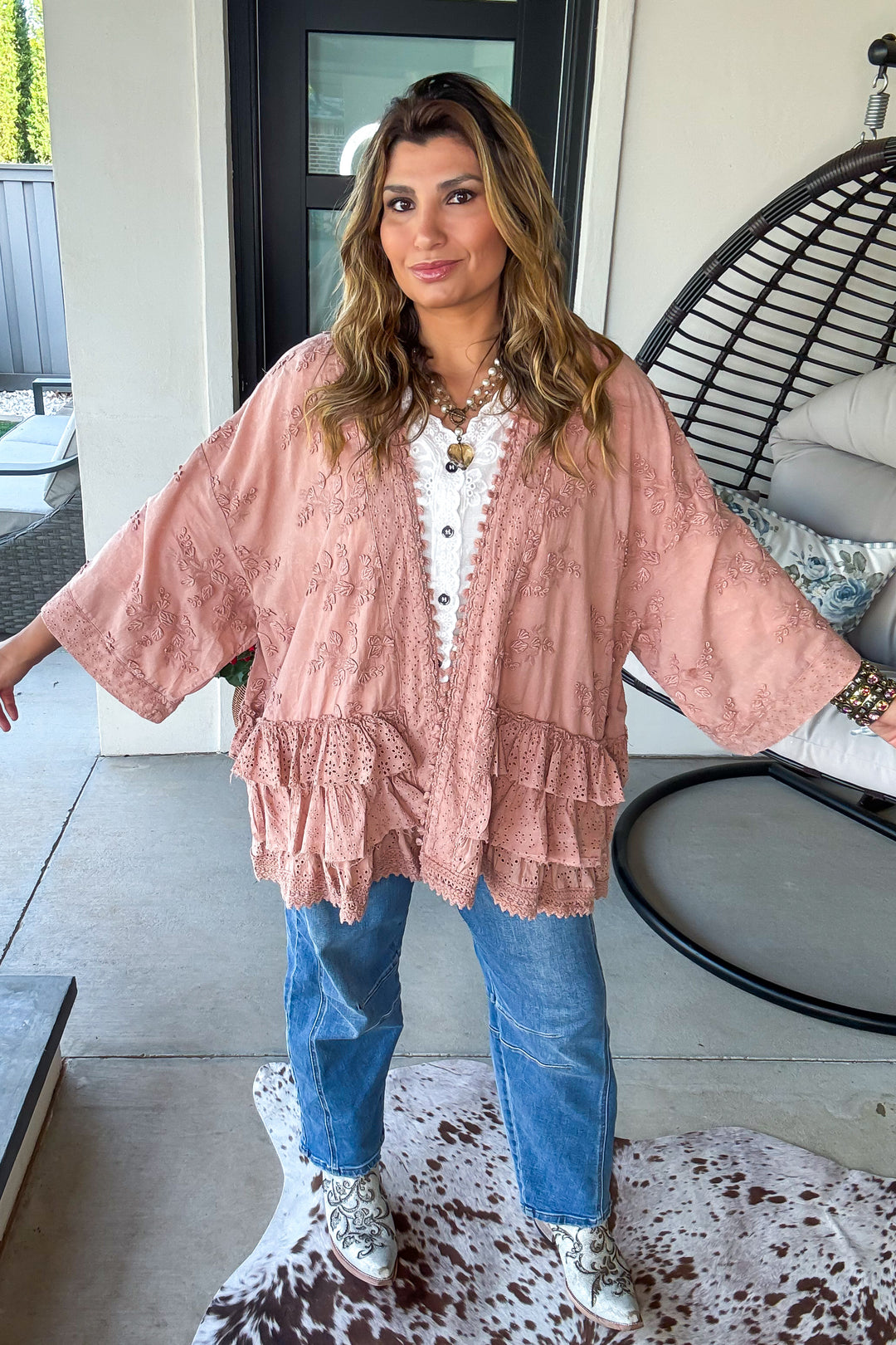 Terra Cotta Spice Cardigan - 100% Cotton - Rust 