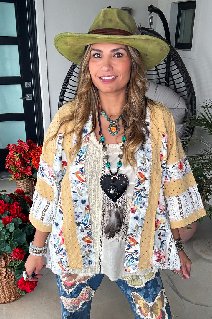 Golden Honey Cardigan - 100% Cotton - Gold