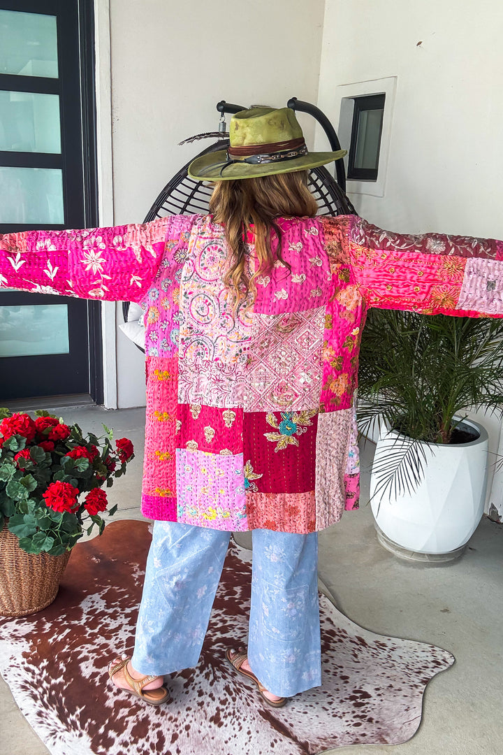 Timeless Spark Kimono - 100% Cotton Pink