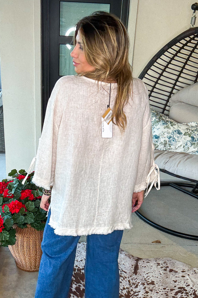 Best Intentions Button Top - 100% Linen- Made In Italy
