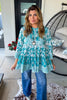 Petals In The Wind Tunic - 100% Cotton - Teal- Made in USA