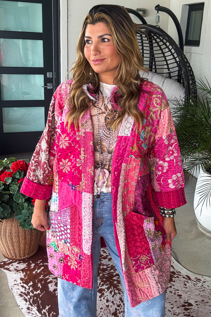 Timeless Spark Kimono - 100% Cotton Pink