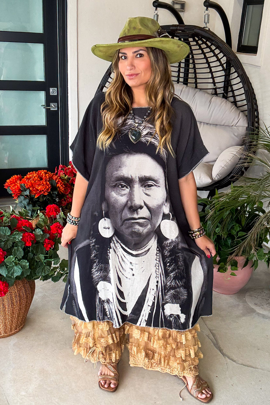 Chief Joseph Oversized Linen Feeling Dress/Tunic - 100% Cotton - Black