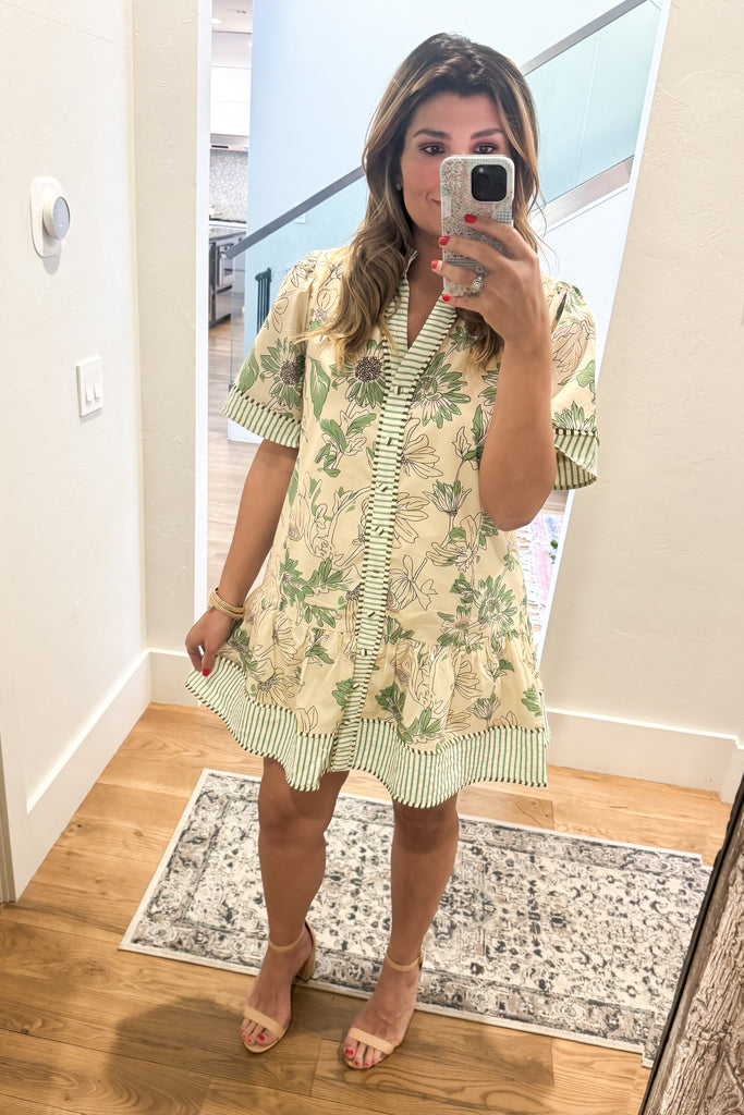 Spring Forward Dress - 100% Cotton - Sage