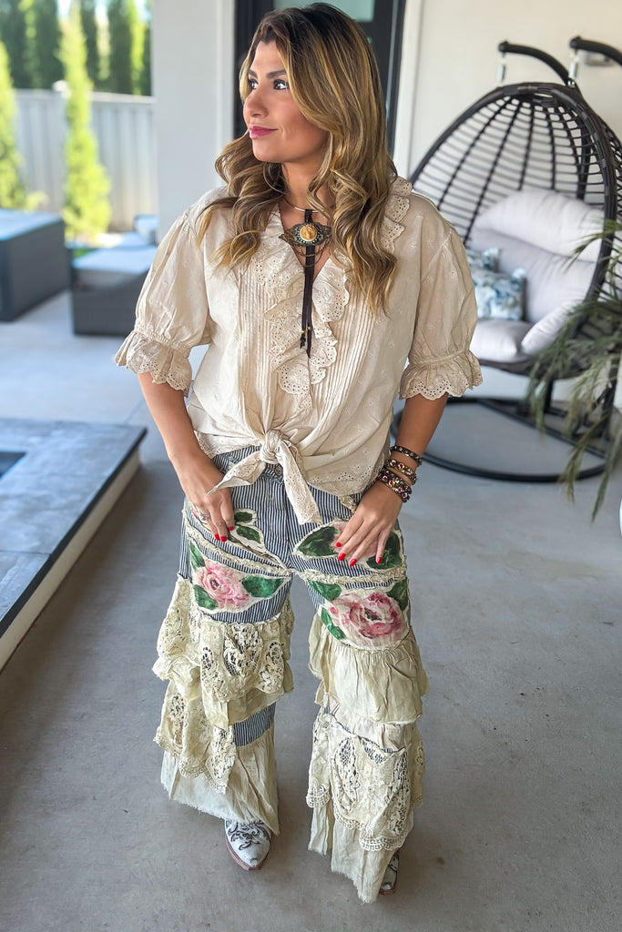 Painted Rose Patchwork Boho Pants