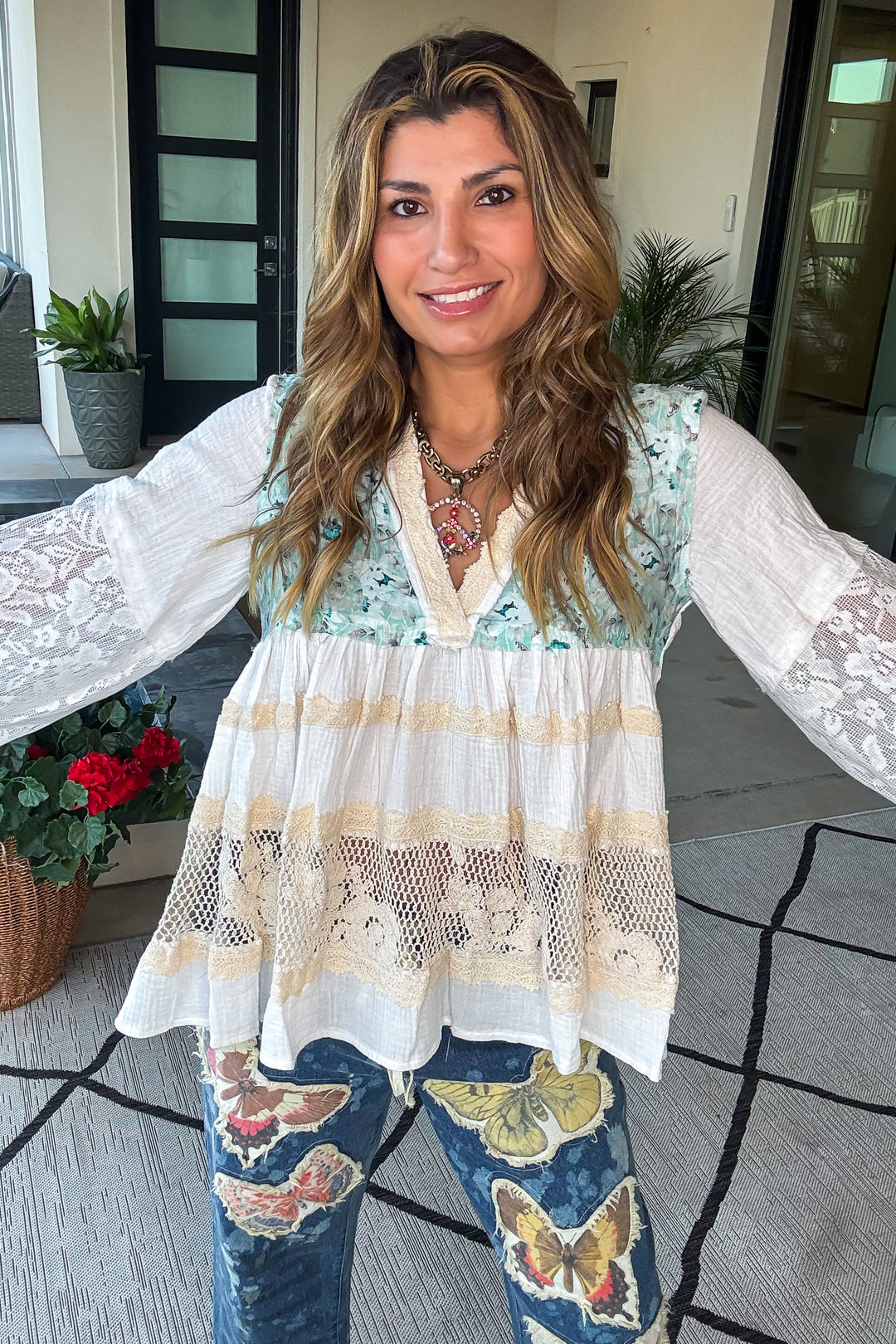 Rosewater Bloom Top - 100%Cotton - Off White