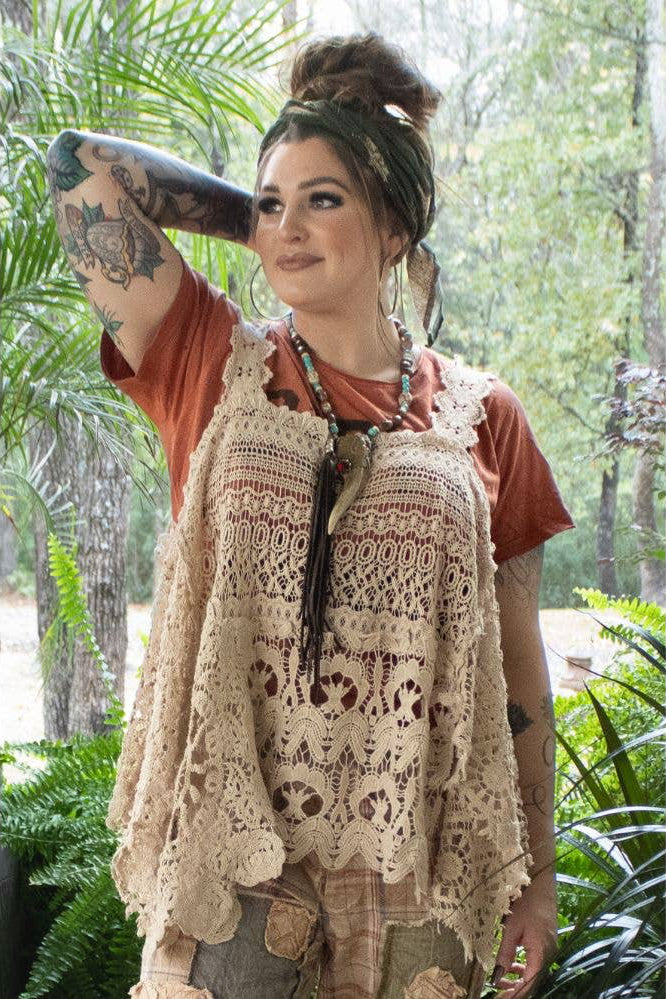 Whispering Details Lace Tank - 100% Cotton - Made in USA