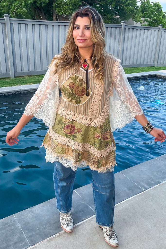 HANDMADE Butterfly Patchwork Cotton Top – Cotton
