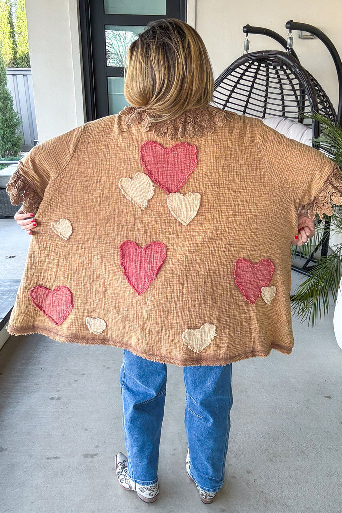 Assortments Of Love Oversized Reversible Cardigan - 100% Cotton - Mushroom
