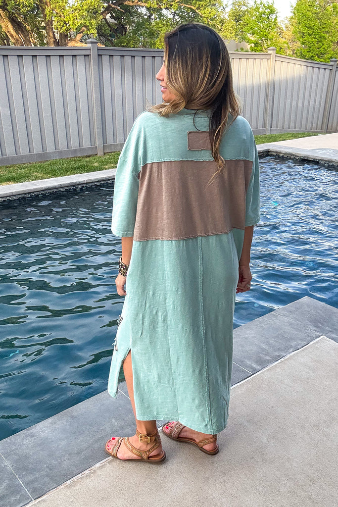 Starlit Meadow Maxi Dress - 100% Cotton - Sage