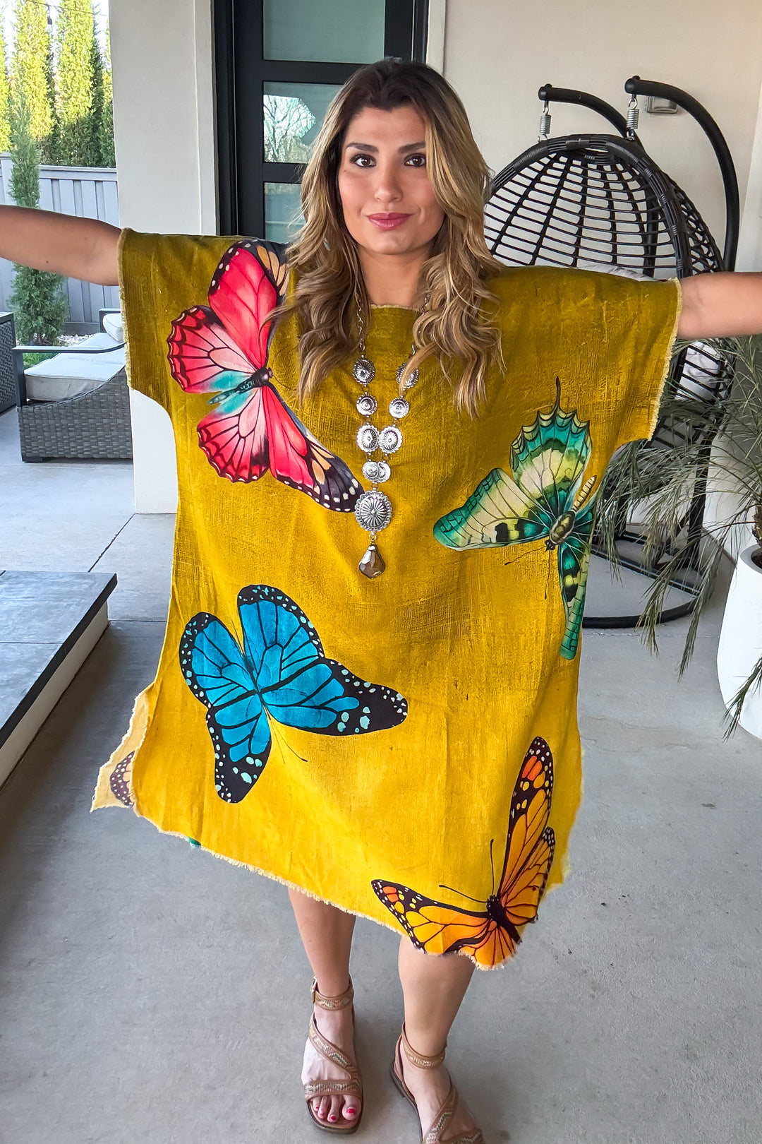 Butterfly Linen Feeling Dress/Tunic - 100% Cotton