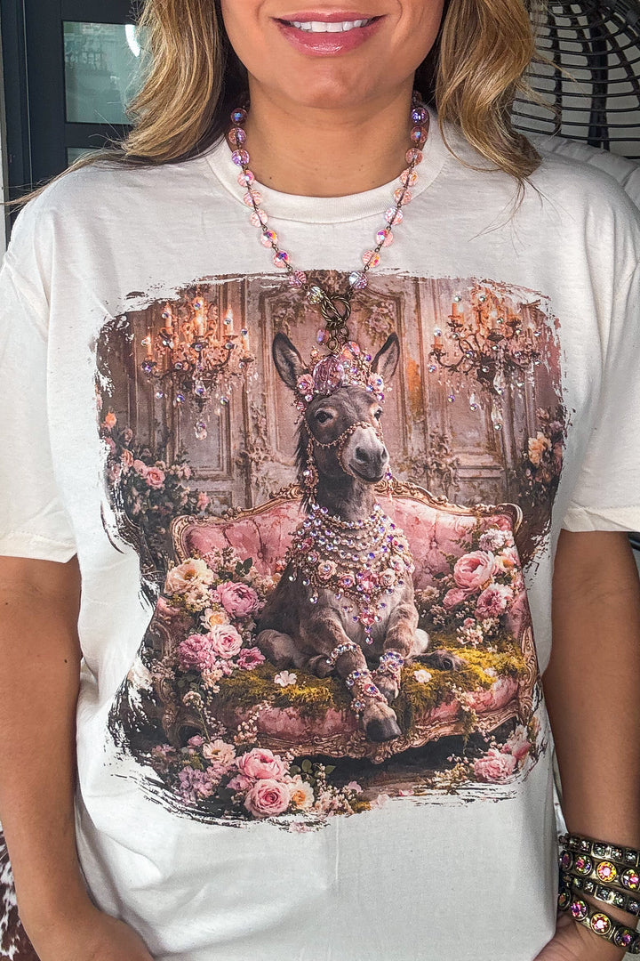 Donkey Diva Rhinestones Shirt - Pink - 100% Cotton