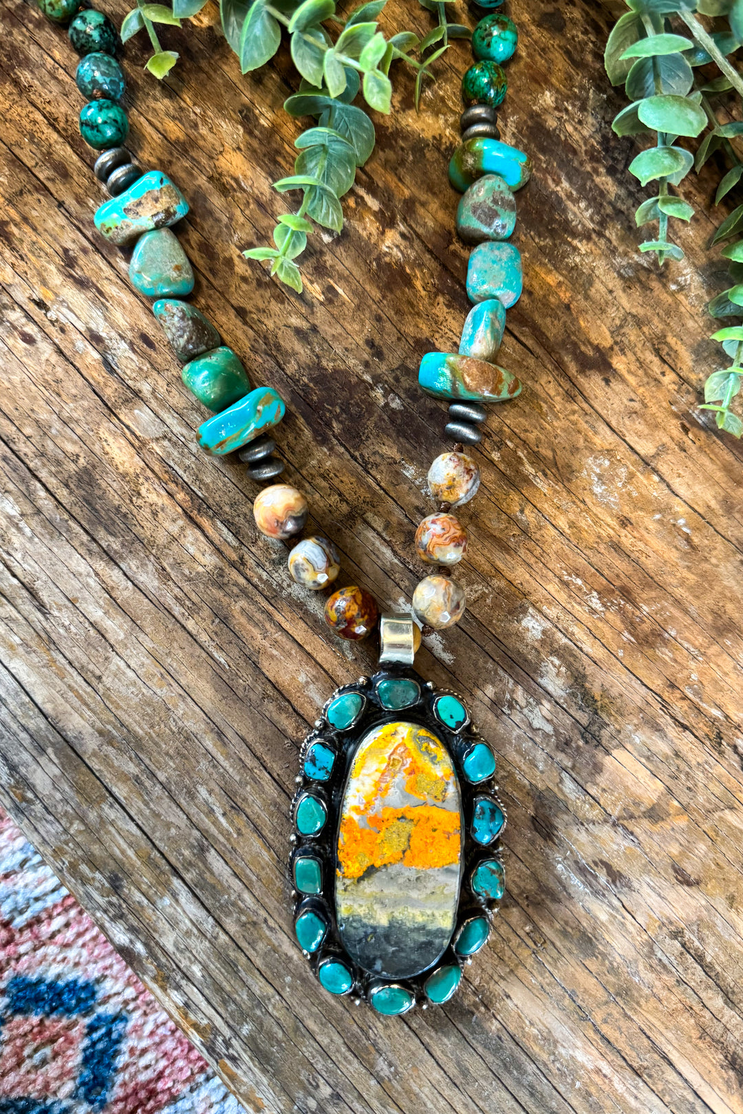 Genuine Turquoise and Bumblebee Jasper Statement Necklace - handmade in Texas