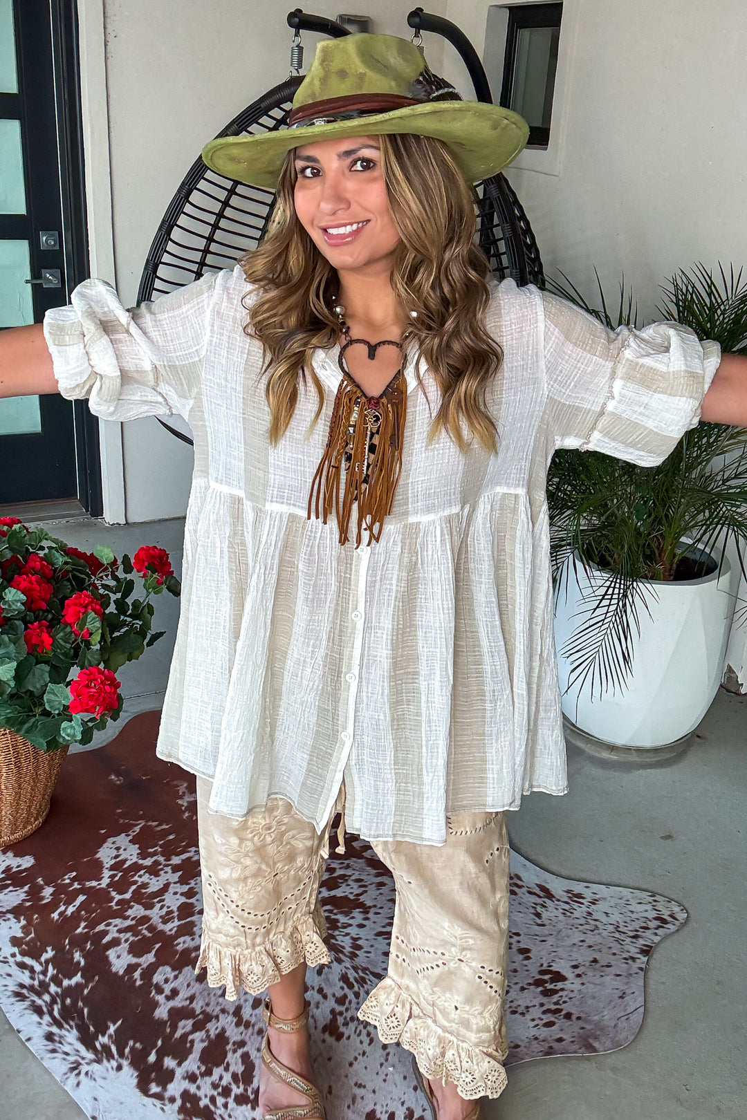 Sandstone Sweetheart Top - 100% Cotton - Natural