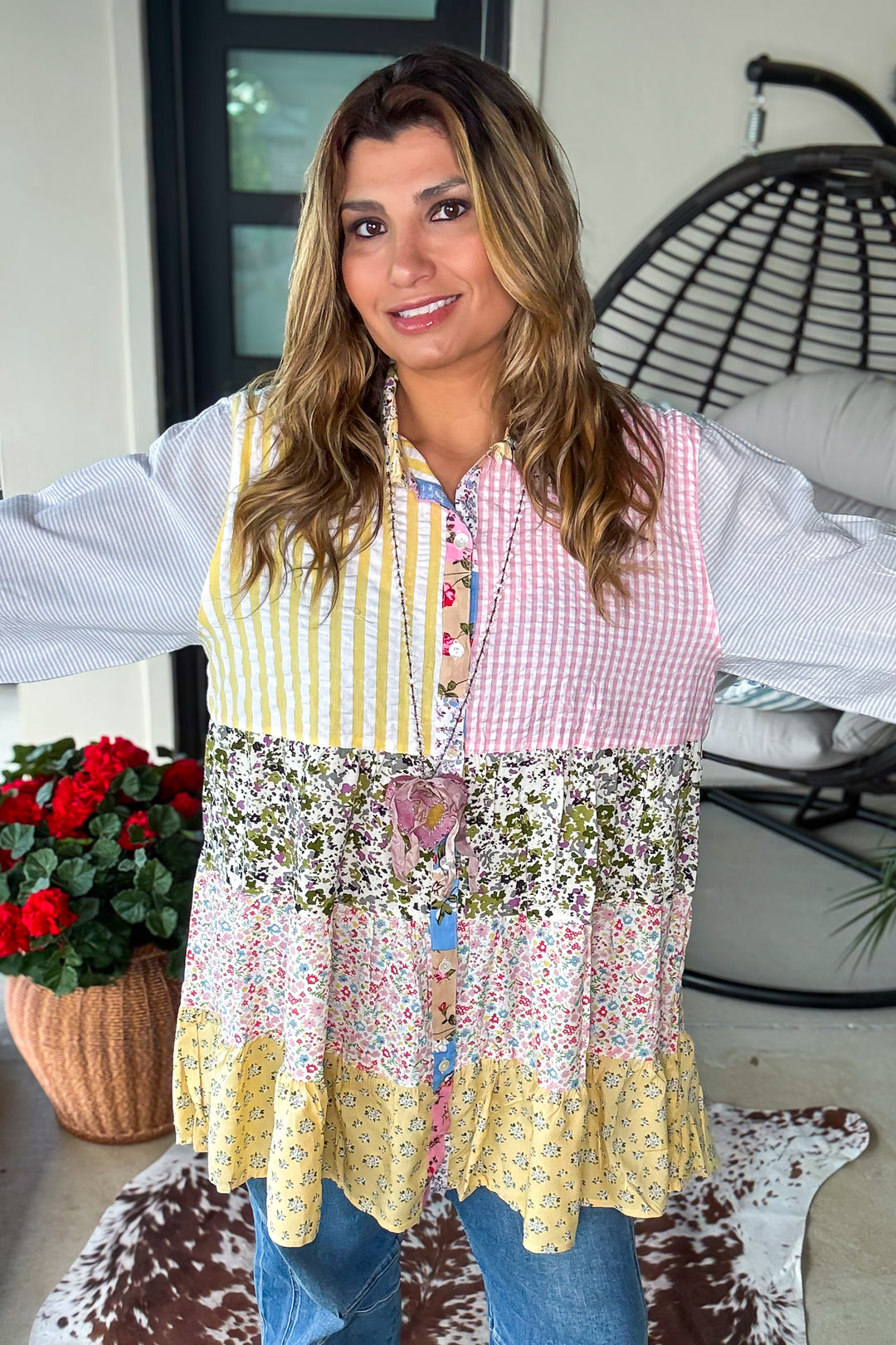 Artisanal Fun Patchwork Top - Ivory Mix