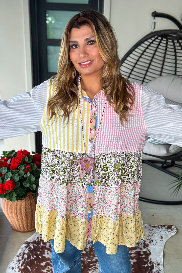 Artisanal Fun Patchwork Top - Ivory Mix