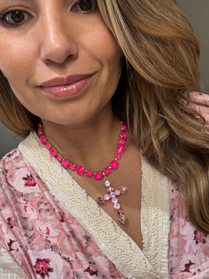 WAFA Cross Necklace - Pink