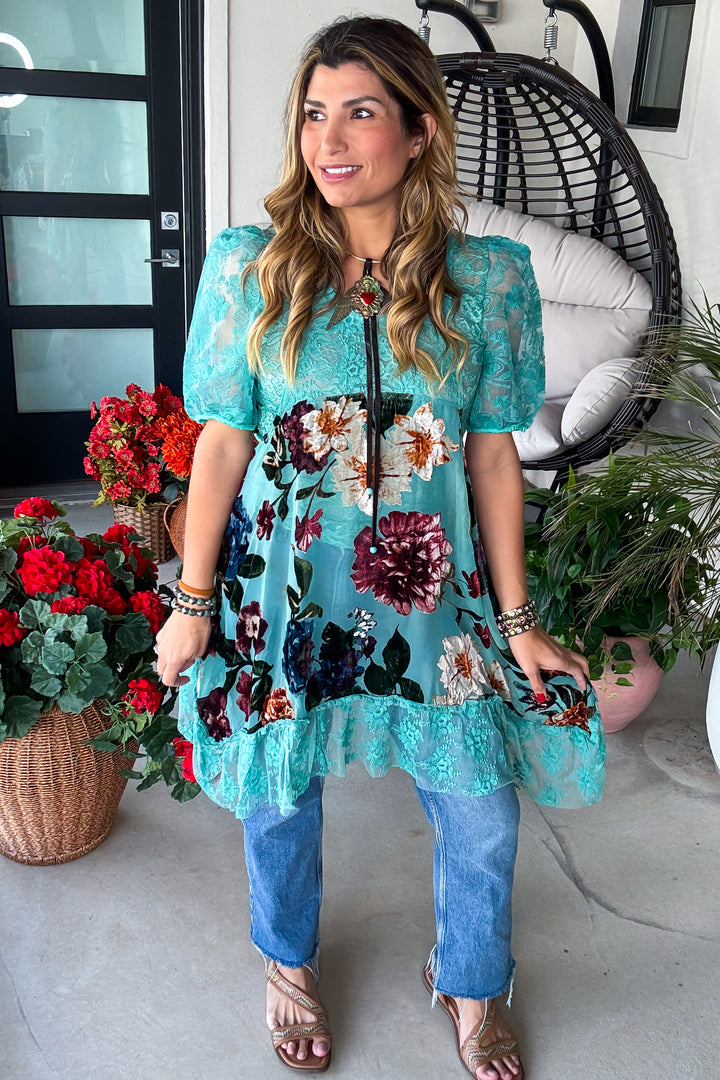PRE ORDER Velvet Chapel Top - Turquoise