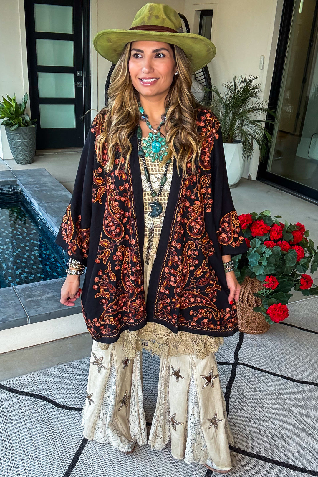 Beauty in Sight Embroidered Cardigan - Cotton Linen Blend  - Black