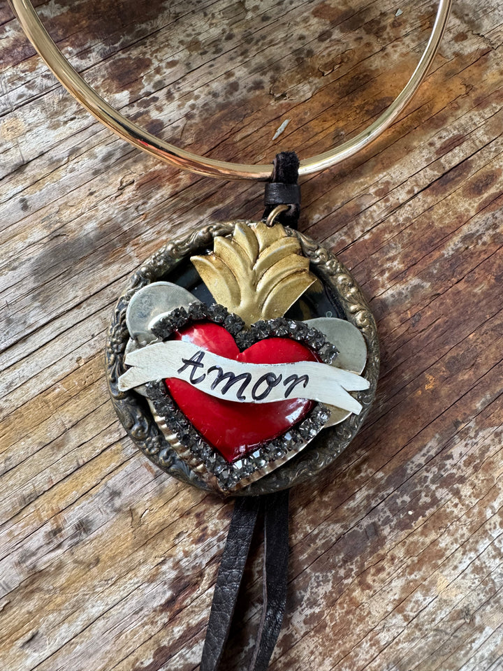 HANDMADE Amor Red Heart Necklace Jaded Gypsy - Choker