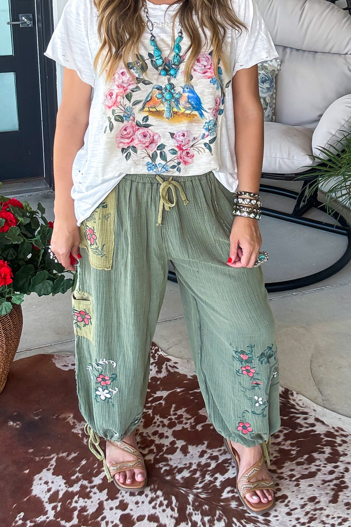 Wildflower Wander Bloomers - 100% Cotton - Olive