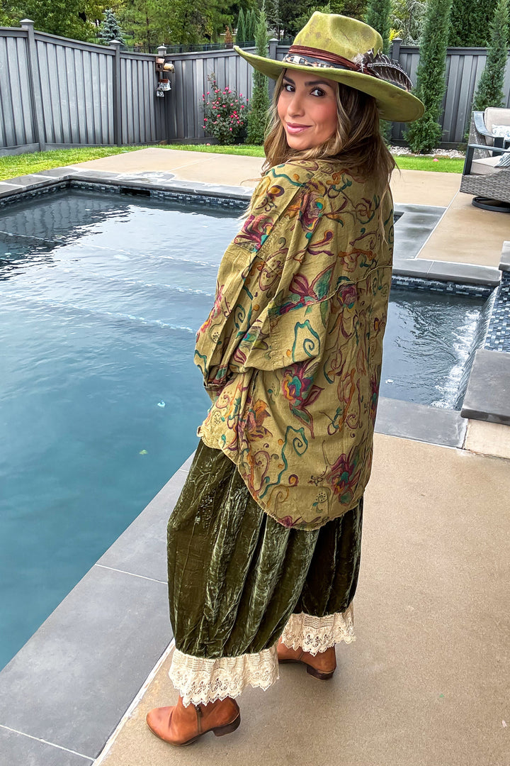 Garden Meadow Oversized Green Mix Top - 100% Cotton