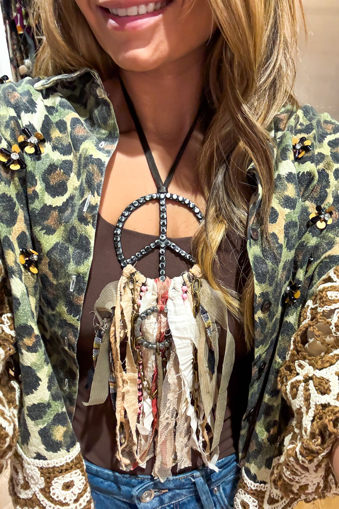 Handmade: Peace and Lace Necklace - Pink Bead