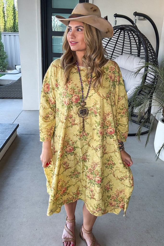 Vintage Garden Oversized Tunic Dress - 100% Cotton