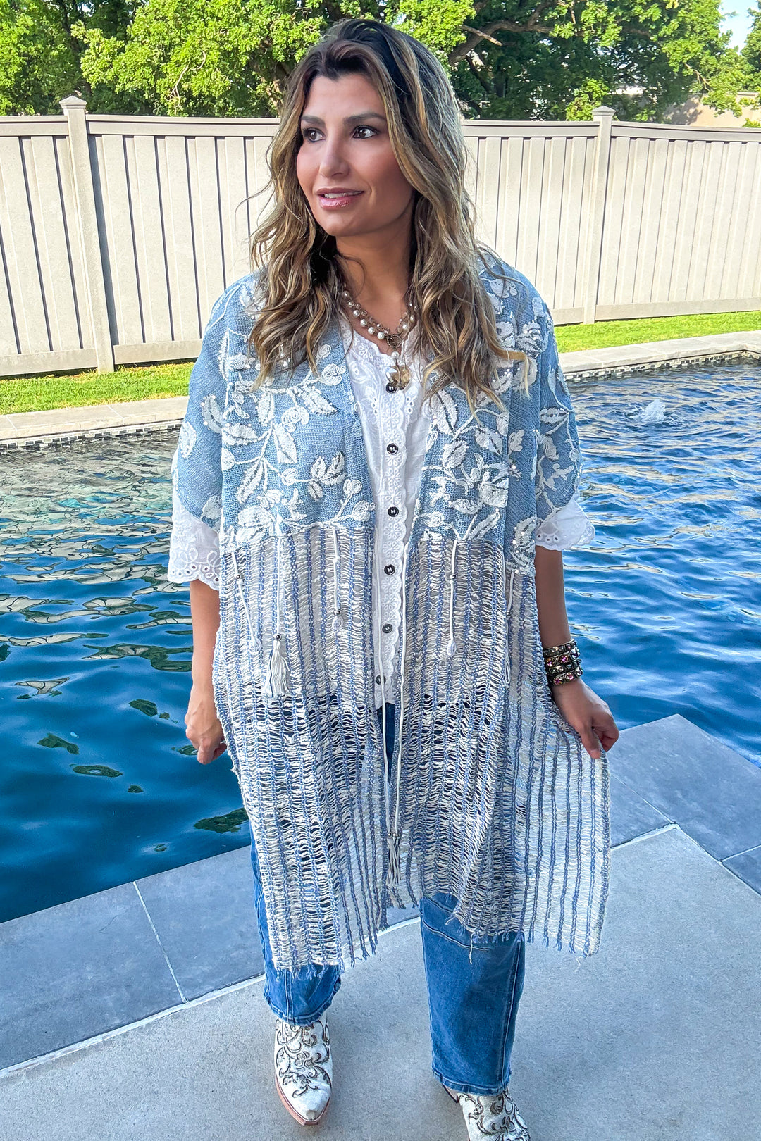 Open Skies Cardigan - 100% Cotton - Powder Blue - Made in USA