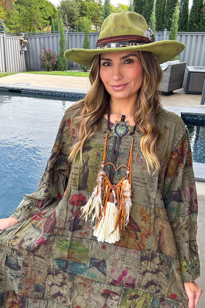 Patchwork Dream Dress - Olive Green