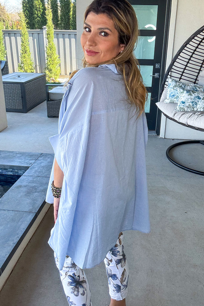 Oversized Daily Favorite Tunic - 100% Cotton -  Sky Blue