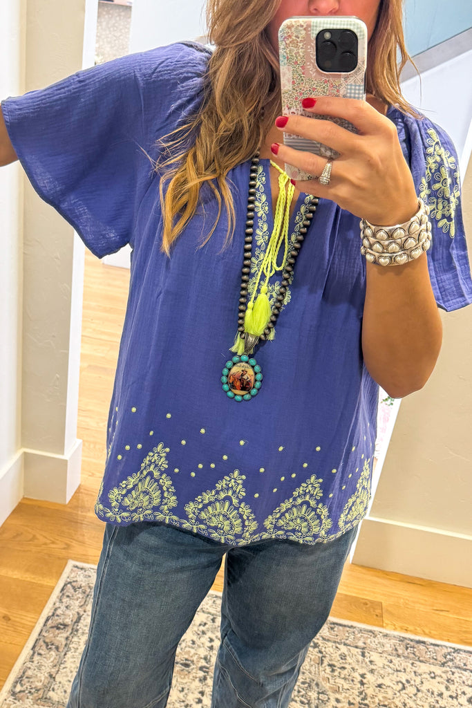 Morning Glow Top - 100% Cotton - Blue