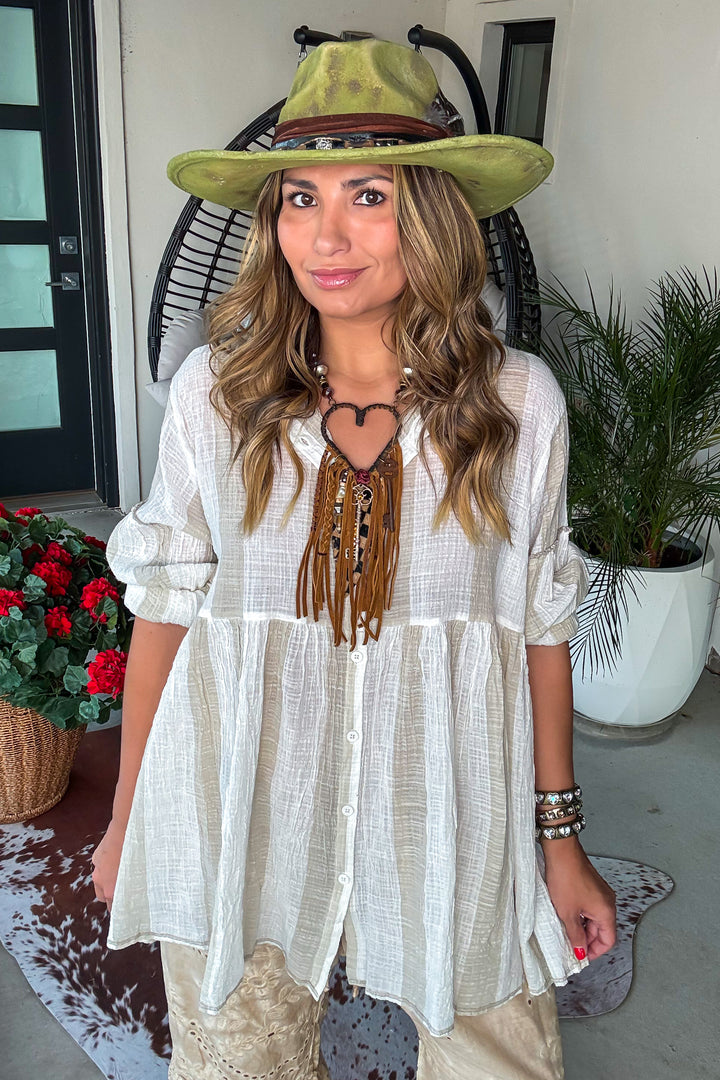 Sandstone Sweetheart Top - 100% Cotton - Natural