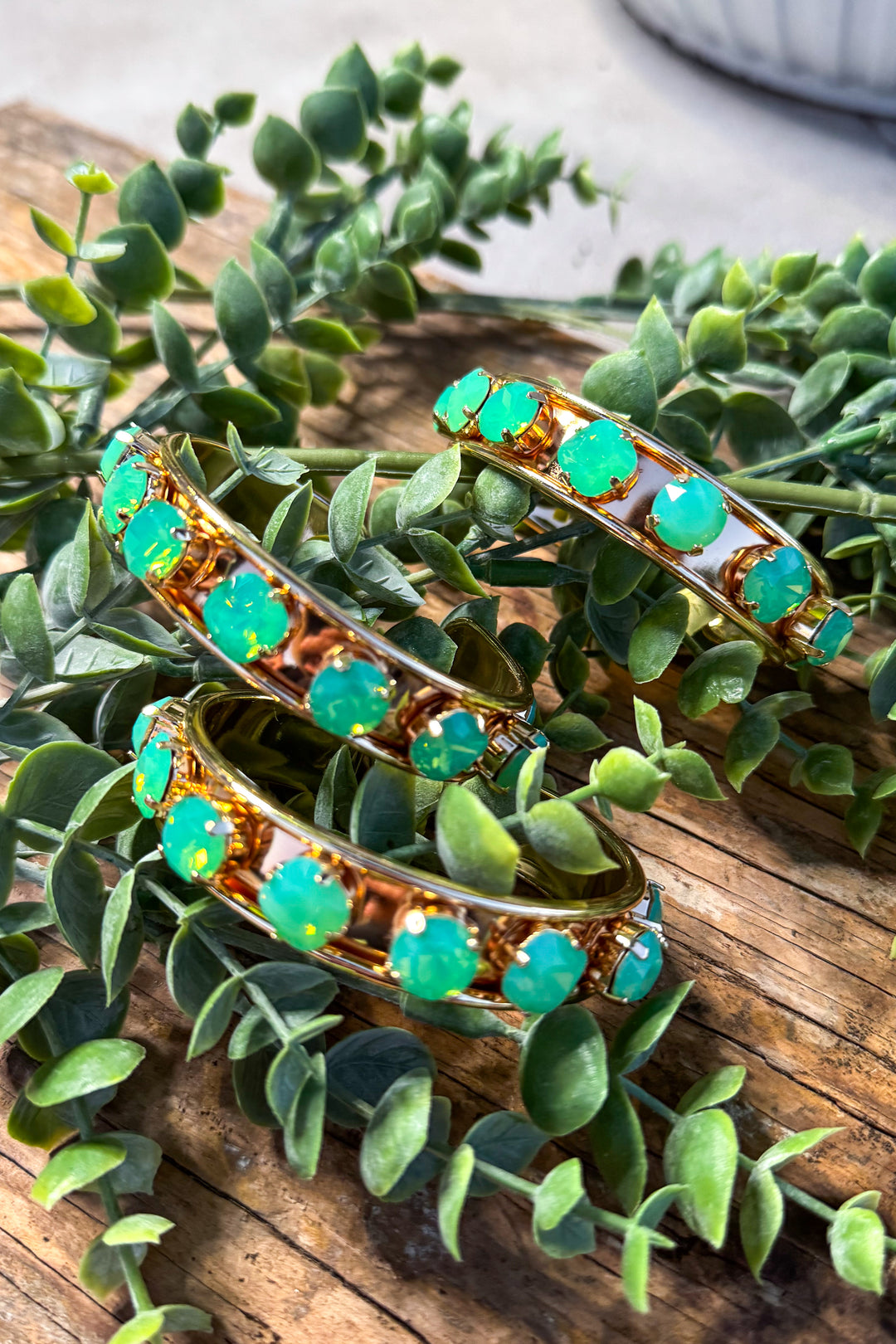 WAFA - Austrian Crystal Gold Plated Bracelet Mini Cuff - Mint