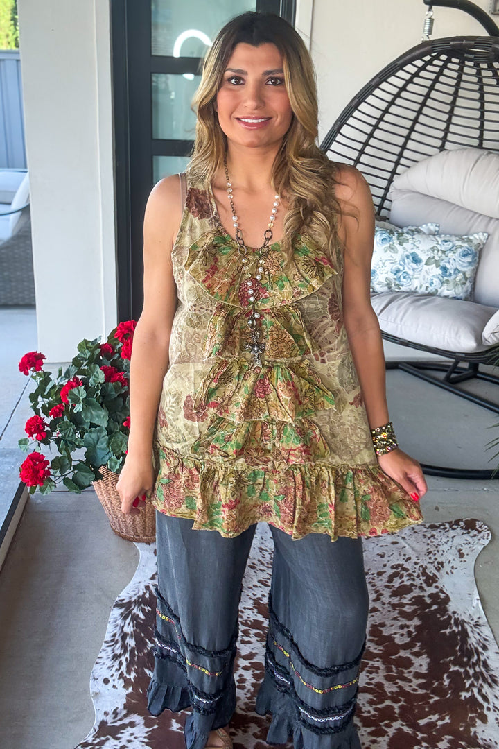 Golden Meadow Boho Tank - 100% Cotton