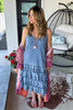 Desert Lace Daydream Slip Dress - Cotton Linen Blend - MADE IN USA - Blue